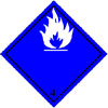 Знак - Класс 4 (Подкласс 4.3): Вещества, выделяющие легковоспламеняющиеся газы при соприкосновении с водой